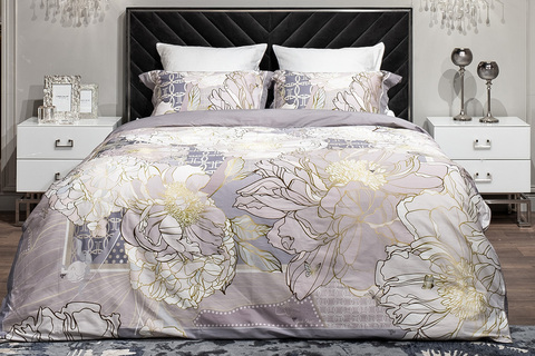 Комплект наволочек 2шт 50х70 Garda Decor Пионы серый