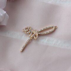 Подвеска Цветок розы с фианитами 42*16 мм, позолота, П958