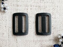 Пряжка двухщелевая усиленная РОМ пластик, 3,8 см, 9,6 гр, чёрный