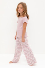 пижама  для девочки  К 1636/розовый лед,морская клетка