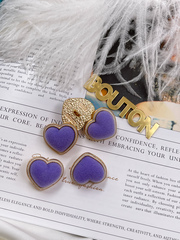 Пуговицы Сердечки бархатные фиолетовые