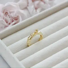 Кольцо с петелькой и штырьком для вклейки, регулируемое, позолота, Д072