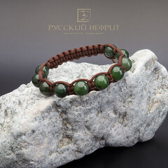 Браслет Шамбала. Зелёный нефрит Д 10мм.
