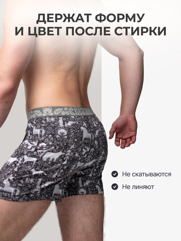 Комплект из 3-х семейных трусов - «Ночная тайга»