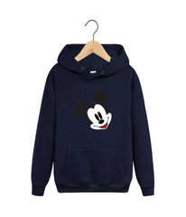 Толстовка темно-синяя с капюшоном (худи, кенгуру) и принтом Микки Маус (Mickey Mouse) 002