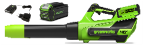 Воздуходувка аккумуляторная Greenworks Арт. 2408207UB, 40V, АКБ 4Ач и ЗУ