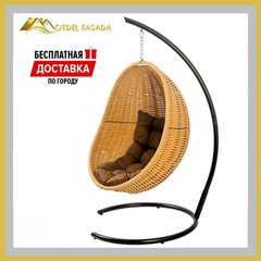 Кресло-кокон подвесной напольный Золотой с Коричневой подушкой (Комплект)