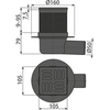 Alcaplast APV31BLACK Сливной трап 105 105/50 мм боковой сток, решетка из нержавеющей стали, черный-мат, гидрозатвор комбинированный SMART