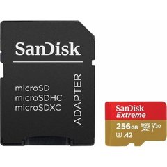 Карта памяти SanDisk Extreme microSDXC Class 10 UHS Class 3 V30 A2 160MB/s 256GB + SD adapter (SDSQXA1-256G)