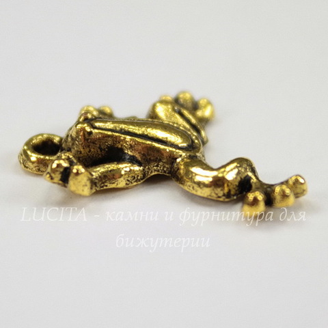 Подвеска "Лягушка" (цвет - античное золото) 21,5х21 мм