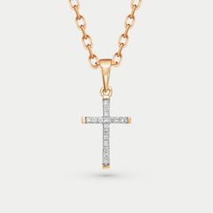 Крест из розового золота 585 пробы с бриллиантами (арт. 3210-151-01-00)