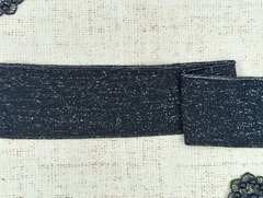 Подвязы трикотажные люрекс, ш. 7 см, L 1,32 м, чёрный с серебром