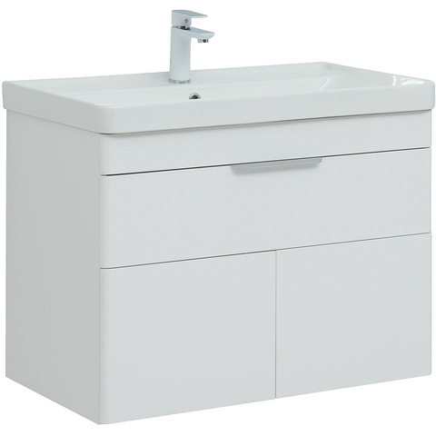 Aquanet 312430 Тумба с раковиной Ирис new 80 подвесная 1 ящ. 2 фасада цв.белый глянец (312430)