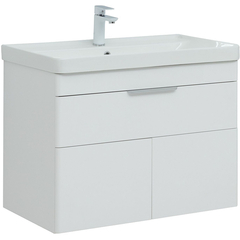 Aquanet 312430 Тумба с раковиной Ирис new 80 подвесная 1 ящ. 2 фасада цв.белый глянец (312430) фото