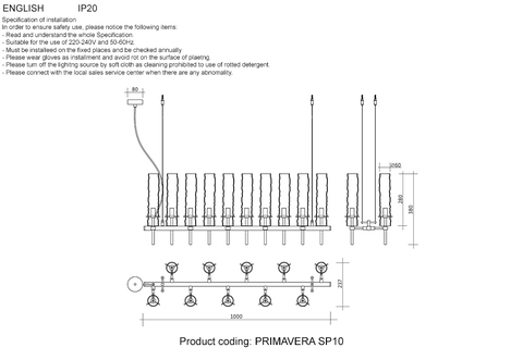 Подвесная люстра Crystal Lux PRIMAVERA SP10 CHROME