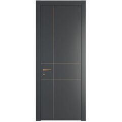 Межкомнатная дверь 46PWB графит с латунным молдингом