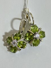 Пион малый (серьги из серебра)