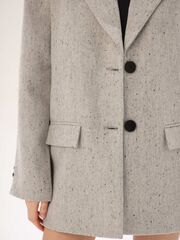 Пальто-пиджак женское, шерсть, жемчужно-серая рогожка