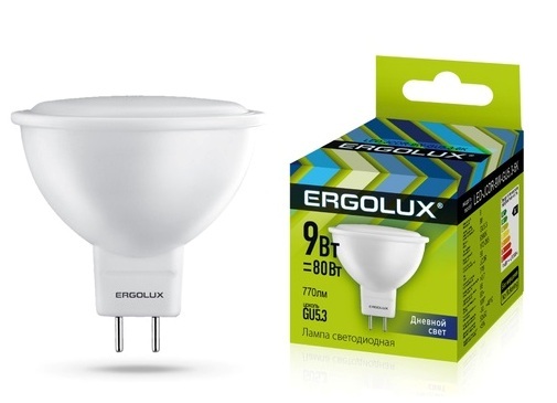 Лампа Ergolux LED-JCDR-9W-GU5,3-6K (дневной свет)