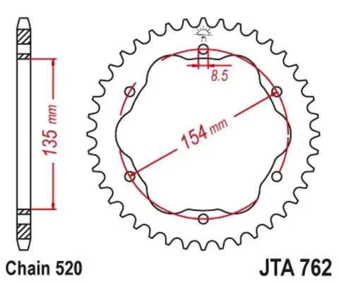 Звезда ведомая алюминиевая JTA762 42BLK