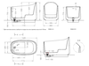 Salini 1043101GF ORIENTE OFURO  В цвете по RAL Ванна, донный клапан, сифон, декор.накладка на слив, интегрированный слив-перелив  в цвете по RAL