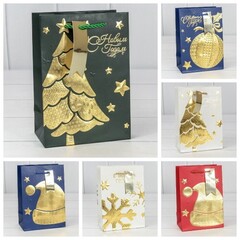 
          Пакет подарочный 14 х 20 х 8 см Набор 4 шт "Новый год" (Микс)