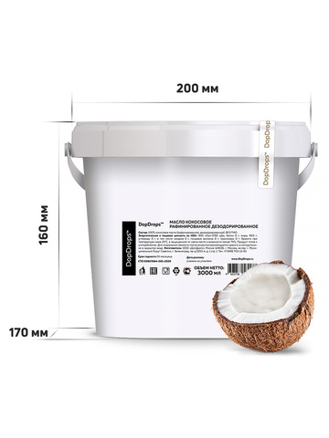 Масло кокосовое рафинированное дезодорированное 3000мл