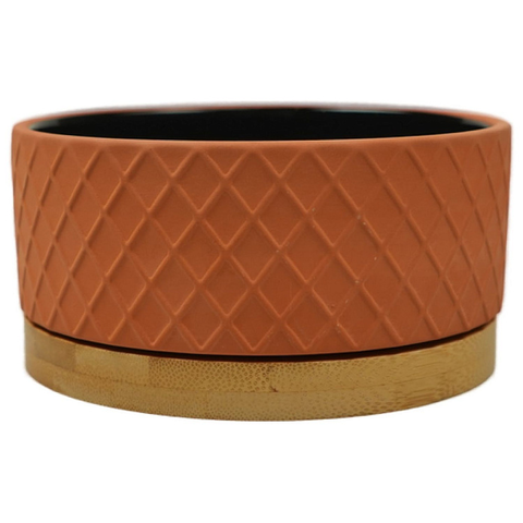 Миска Mr.Kranch Bamboo керамическая коричневая на бамбуковой подставке 530 мл