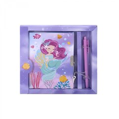 
          Записная книжка в футляре 19,0 см * 18,0 см , 7БЦ, Alingar, ламинация, замочек, ручка, 48 л., клетка, "Нежная русалка", сиреневый