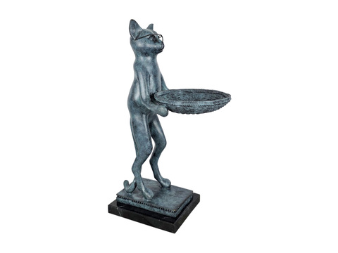 Статуэтка из бронзы Кот с подносом