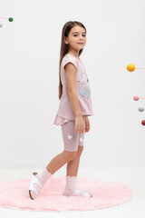 шорты  для девочки  КР 4036/розово-сиреневый,сердечки