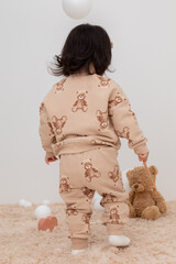 брюки  для девочки  КР 400599/нежный бежевый,милые мишки к413