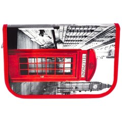 
          Пенал 1 отделение 1 откидная планка Alingar, лам. картон, молния, расписание, 130 х 200 мм, "Лондон", серый (красная телефон.будка)