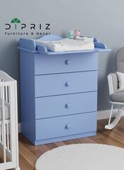 Комод, 60х44х88, Алиса, пеленальный, с ящиками, для одежды и игрушек, деревянный, синий воск, Dipriz