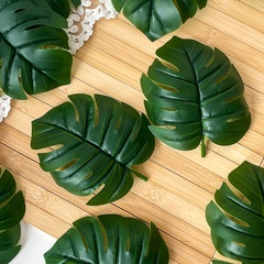 Монстера, лист реалистичный, зелень искусственная, 13*14 см., набор 15 листьев.