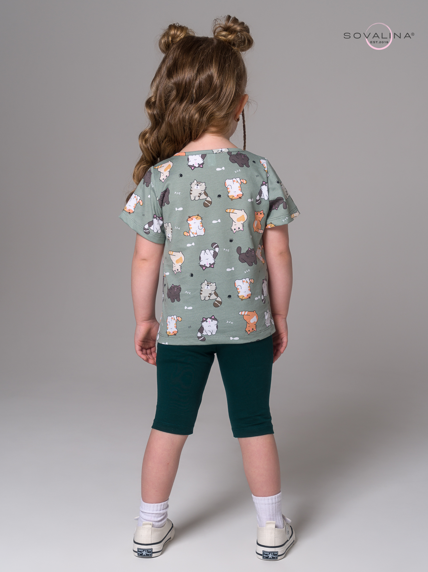 Костюм Актив котята хаки-изумруд