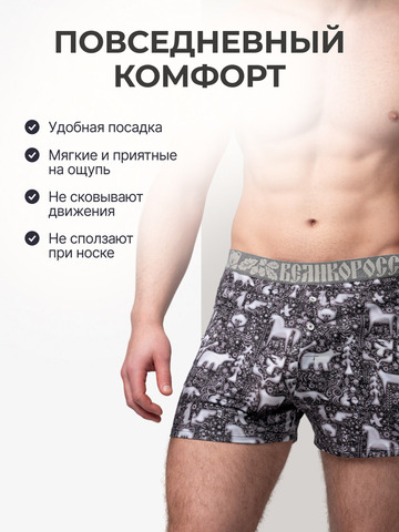 Комплект из 3-х семейных трусов - «Ночная тайга»