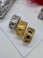 Широкое кольцо шайба ажурное CDior