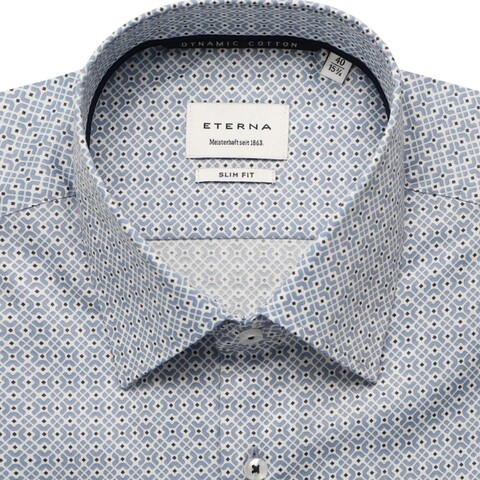 Сорочка мужская Eterna Slim Fit 1294-F171-12 с голубым принтом