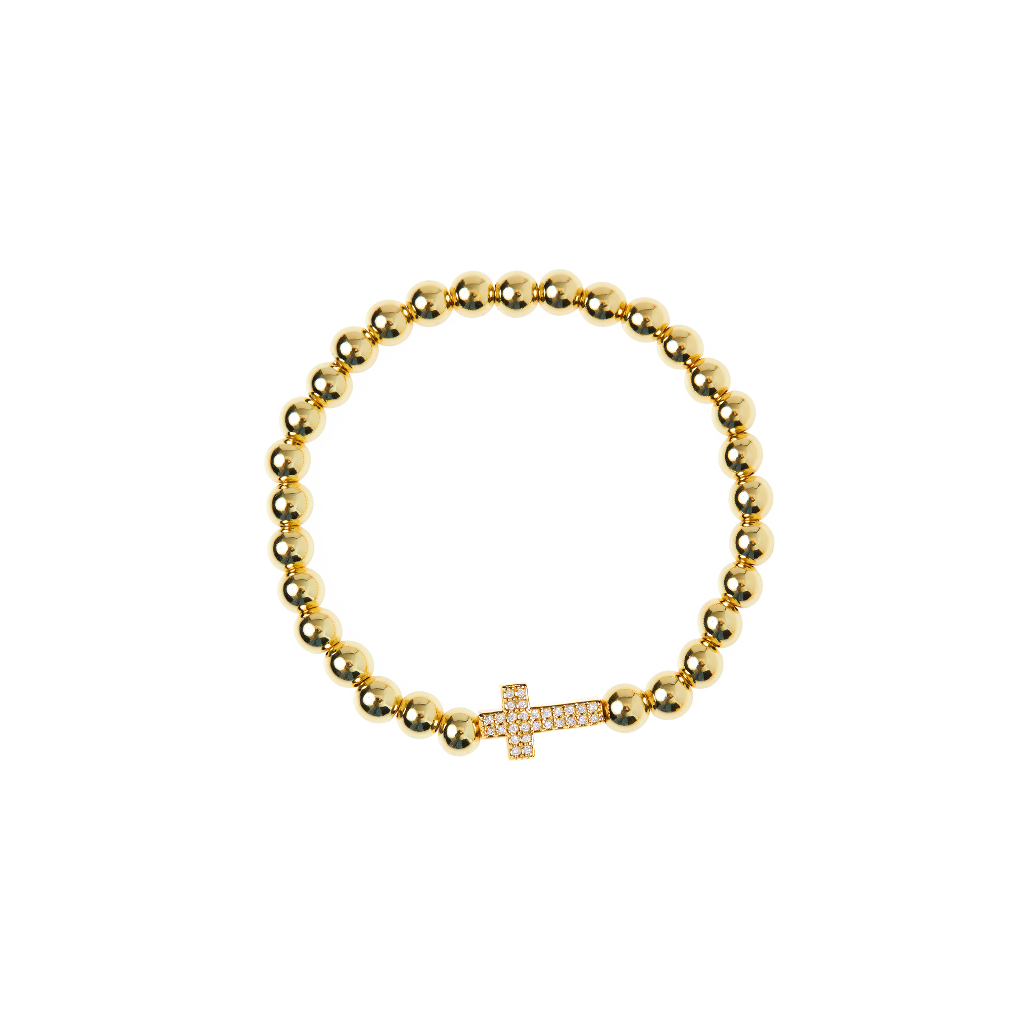 DÉJÀ VU Браслет Gold Crystal Cross Bracelet - White déjà vu браслет gold lightning crystal bracelet pink