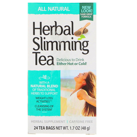 21st Century, Herbal Slimming Tea, All Natural, Caffeine Free, 24 Tea Bags, 1.7 oz (48 g)