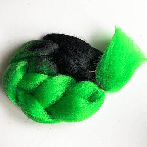 Канекалон (искуственные волосы) 2 цветный B17 черно-зеленый
