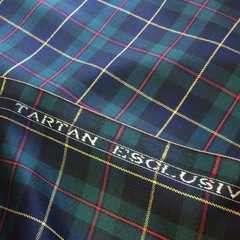 Мерный лоскут 1,05 м шерсть тартан клетка  зеленая 3169