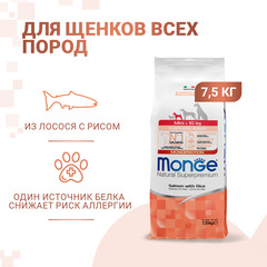 Monge Dog Speciality Line Monoprotein для щенков мелких пород (лосось с рисом) 7,5 кг