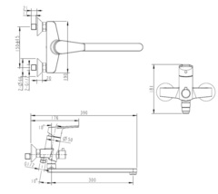 СМЕСИТЕЛЬ ДЛЯ ВАННЫ ИЗЛИВ 300 ММ БЕЗ АКСЕССУАРОВ BRAVAT LINE F65299C-1L