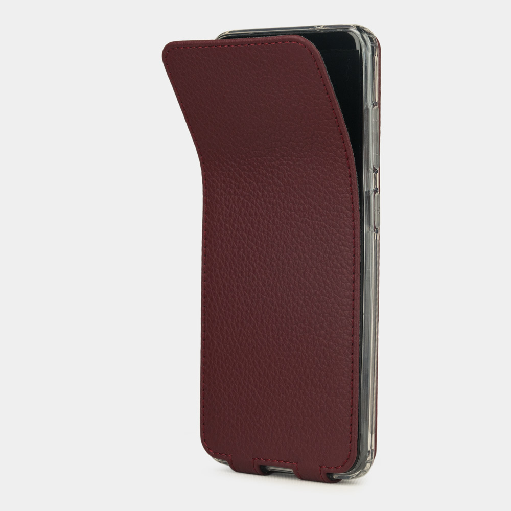 Чехол для Samsung Galaxy S20 из натуральной кожи теленка, бордового цвета