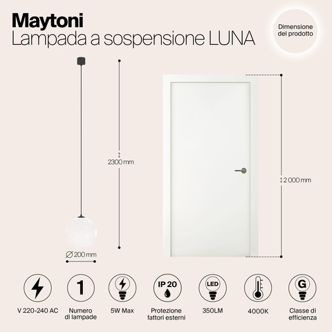 Подвесной светильник Maytoni Luna P039PL-5W4K-20-B