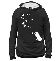 Толстовка "Английский бульдог и бабочки"