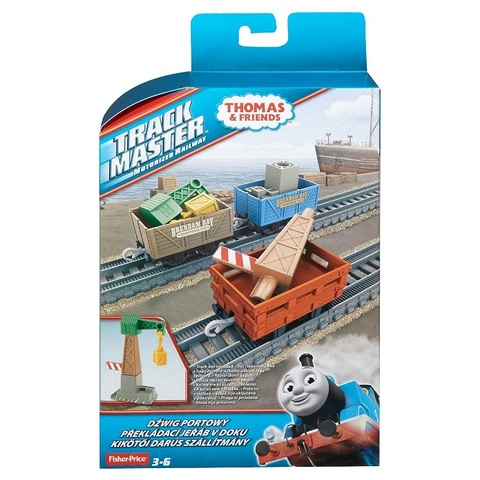 Fisher Price Набор из трех грузовых вагонов из серии Trackmaster, c краном (BMK80-2)