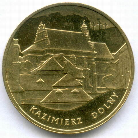 2 злотых 2008 год. Польша. Памятники Польши - Казимеж-Дольны. Латунь AUNC